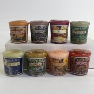 Yankee Candle Samplers Votive Lot of 8 Spiced Apple Lilac Storm Watch 1.75oz